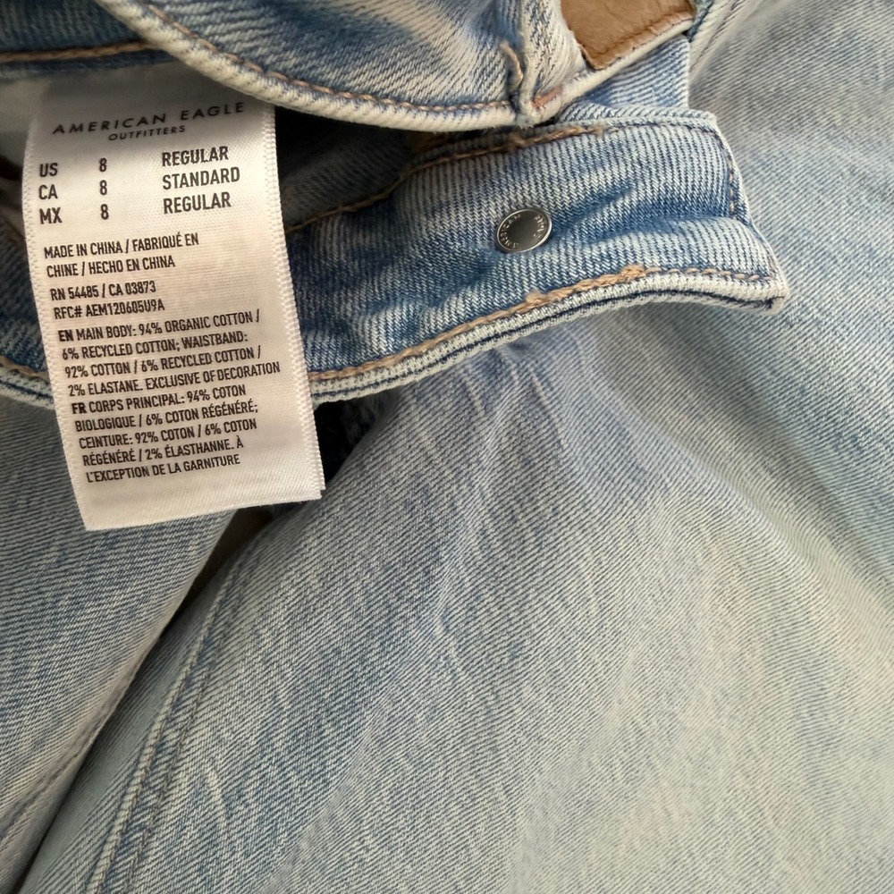 American Eagle Low Rise Baggy Wide Leg Light Wash Jeans Womens 8 Stretch 31‎ - Picture 9 of 9